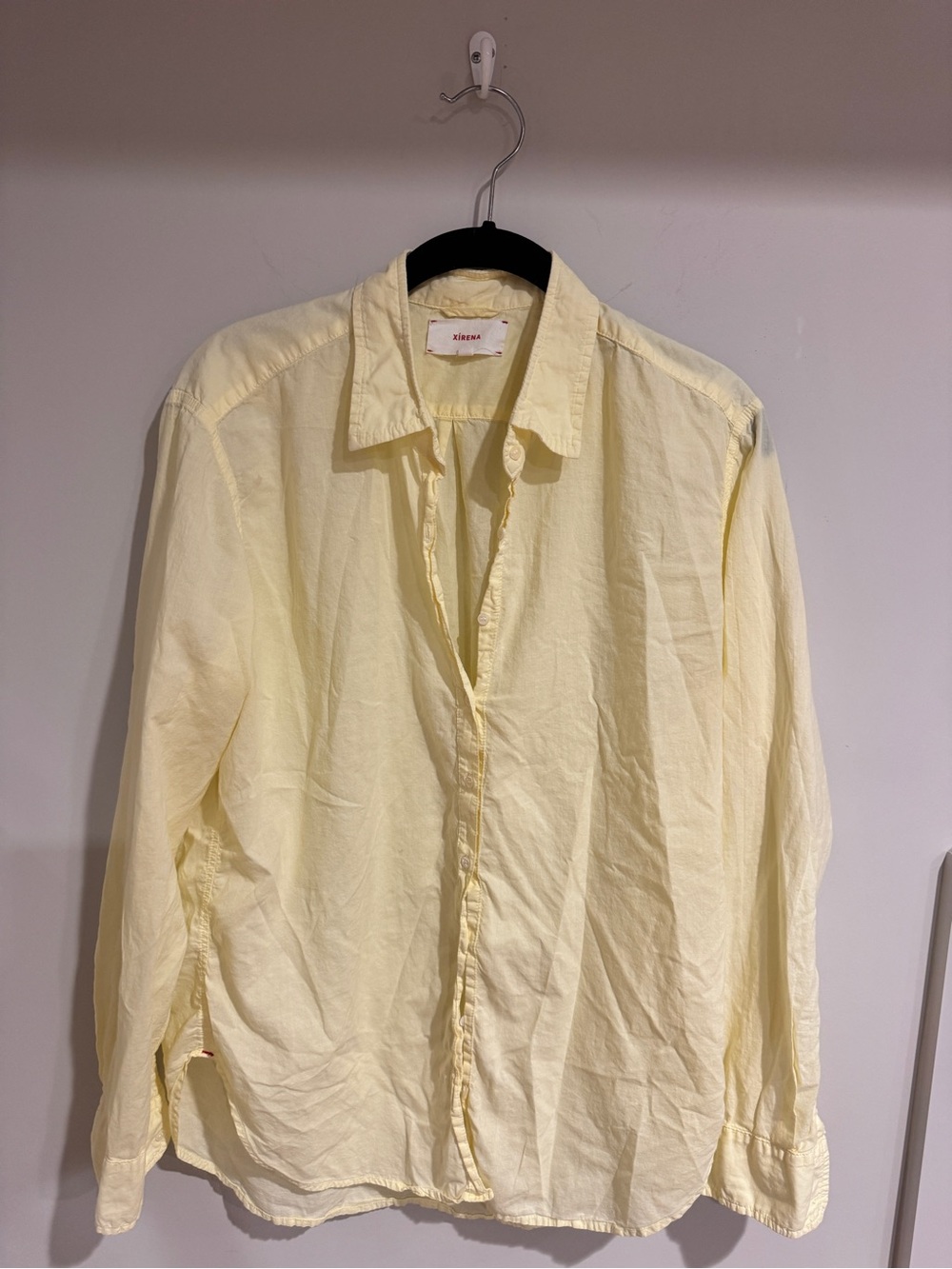 XiRENA Pale Yellow Men’s Casual Button-Down Shirt